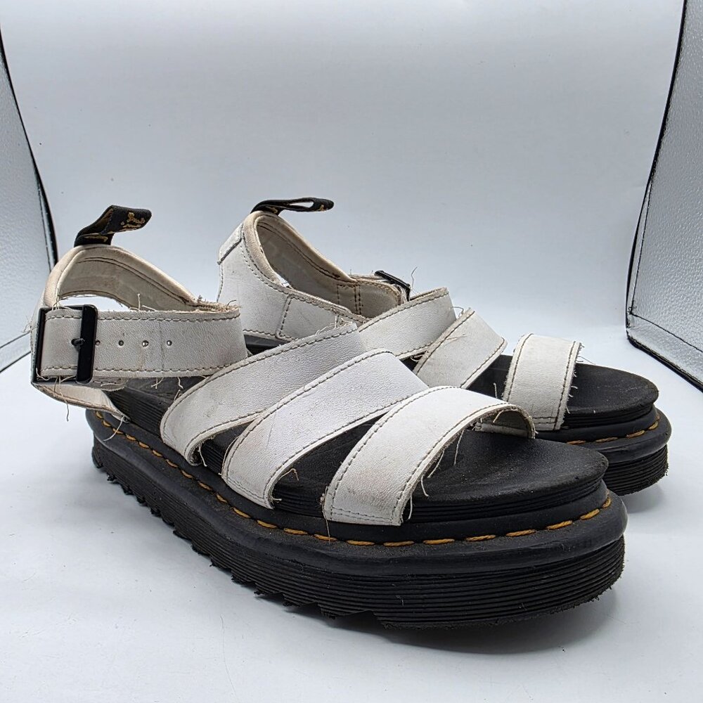 Dr. Martens Blaire Womens Size 8 White Hydro Leather Strap Sandals Platform